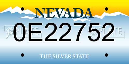 0E22752 Nevada License Plate
