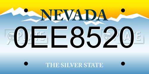 0EE8520 Nevada License Plate