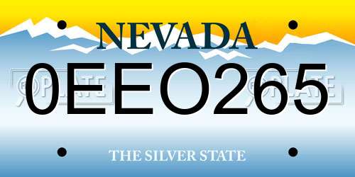 0EEO265 Nevada License Plate