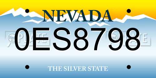 0ES8798 Nevada License Plate