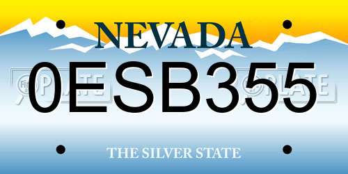 0ESB355 Nevada License Plate