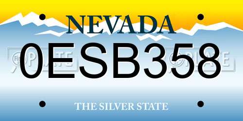 0ESB358 Nevada License Plate