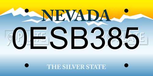 0ESB385 Nevada License Plate