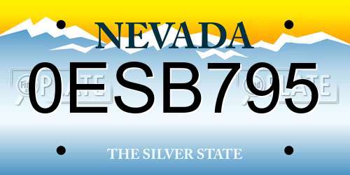 0ESB795 Nevada License Plate