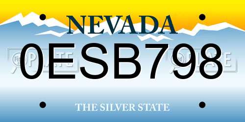 0ESB798 Nevada License Plate