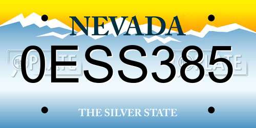 0ESS385 Nevada License Plate