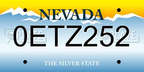 0ETZ252 Nevada License Plate