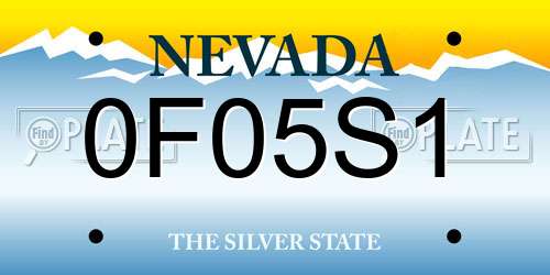 0F05S1 Nevada License Plate