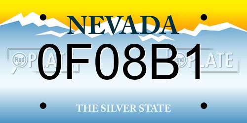 0F08B1 Nevada License Plate