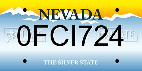 0FCI724 Nevada License Plate