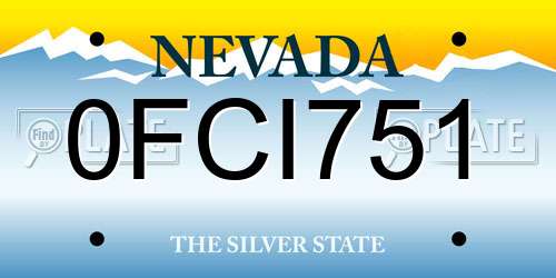 0FCI751 Nevada License Plate