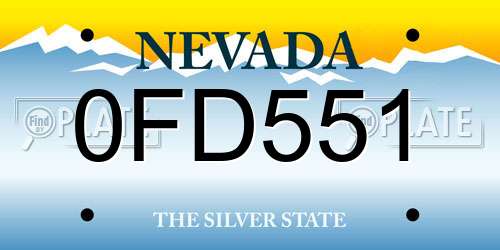 0FD551 Nevada License Plate