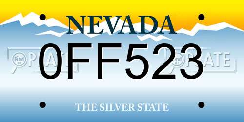 0FF523 Nevada License Plate
