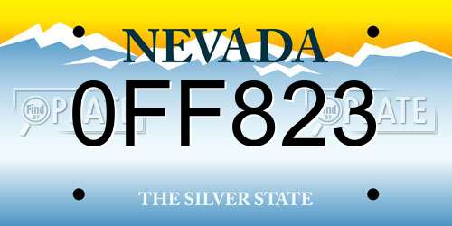 0FF823 Nevada License Plate