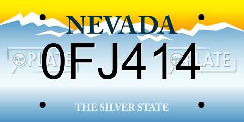 0FJ414 Nevada License Plate
