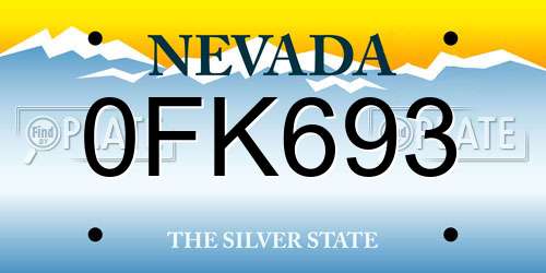 0FK693 Nevada License Plate