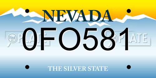 0FO581 Nevada License Plate