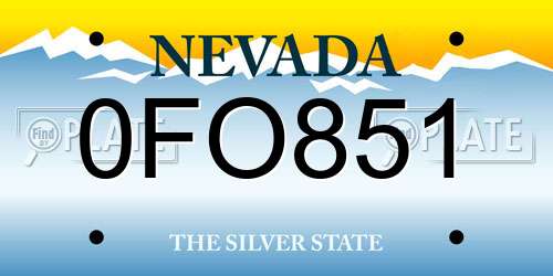 0FO851 Nevada License Plate