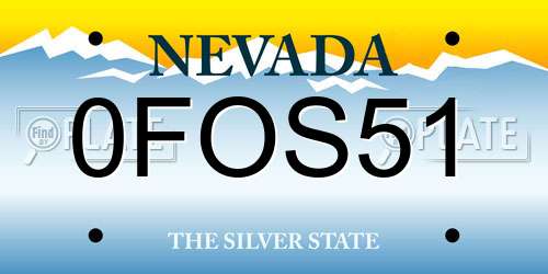0FOS51 Nevada License Plate