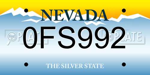 0FS992 Nevada License Plate