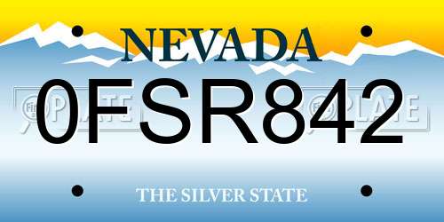 0FSR842 Nevada License Plate