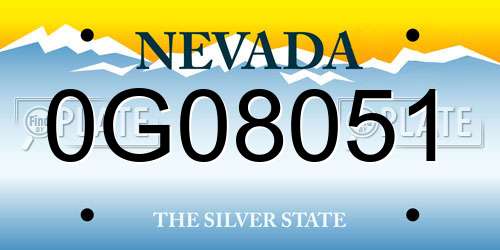 0G08051 Nevada License Plate