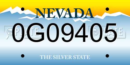 0G09405 Nevada License Plate