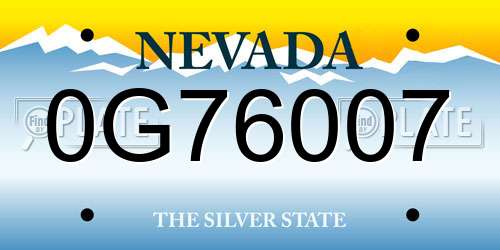 0G76007 Nevada License Plate