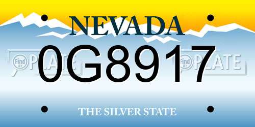 0G8917 Nevada License Plate