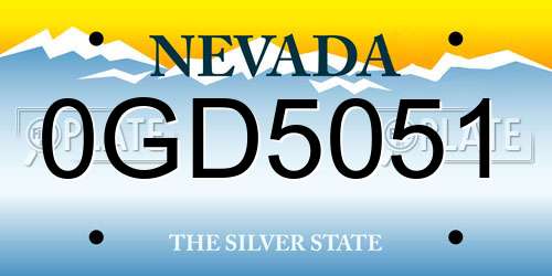 0GD5051 Nevada License Plate