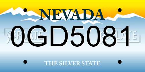 0GD5081 Nevada License Plate