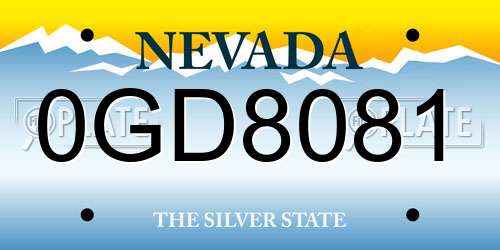 0GD8081 Nevada License Plate