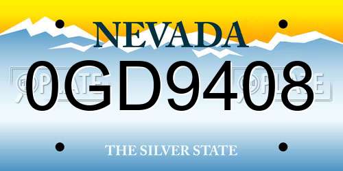 0GD9408 Nevada License Plate