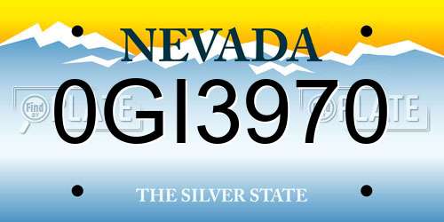 0GI3970 Nevada License Plate