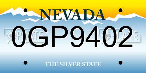 0GP9402 Nevada License Plate