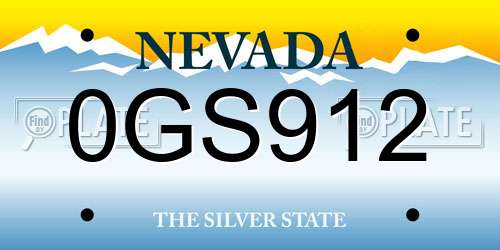 0GS912 Nevada License Plate