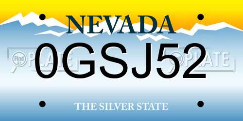 0GSJ52 Nevada License Plate