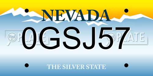 0GSJ57 Nevada License Plate