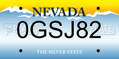 0GSJ82 Nevada License Plate