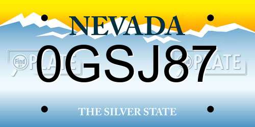 0GSJ87 Nevada License Plate