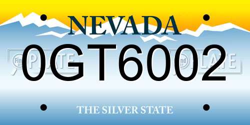 0GT6002 Nevada License Plate