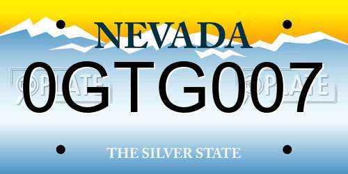 0GTG007 Nevada License Plate
