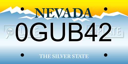 0GUB42 Nevada License Plate