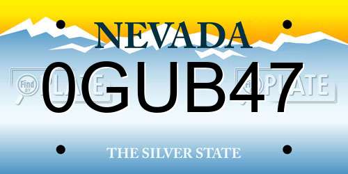 0GUB47 Nevada License Plate