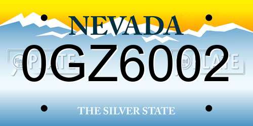 0GZ6002 Nevada License Plate