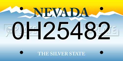 0H25482 Nevada License Plate