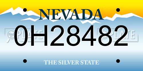 0H28482 Nevada License Plate