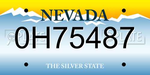 0H75487 Nevada License Plate