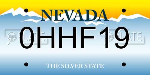 0HHF19 Nevada License Plate