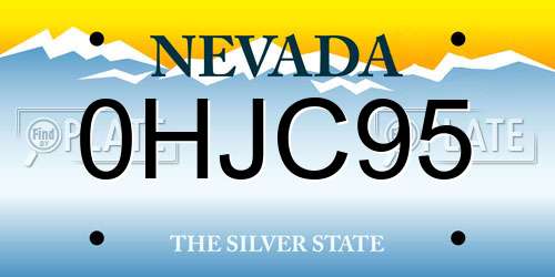 0HJC95 Nevada License Plate